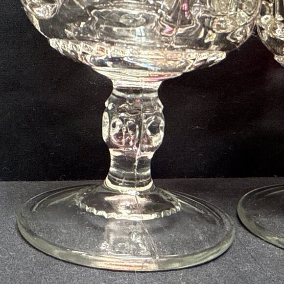 4 Tiffin Cranberry "Kings Crown" Pattern Pedestal 5 5/8" High Water Goblets - Picture 3 of 5